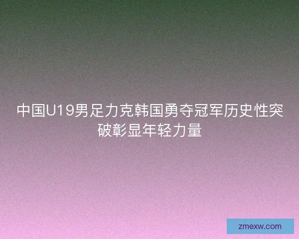 中国U19男足力克韩国勇夺冠军历史性突破彰显年轻力量